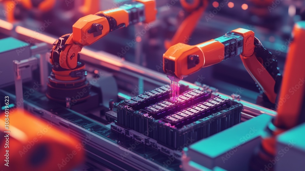 Poster automated manufacturing process industrial facility technology image high-tech environment close-up 