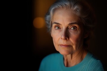 Obraz premium portrait of a thoughtful older woman with gray hair and expressive eyes