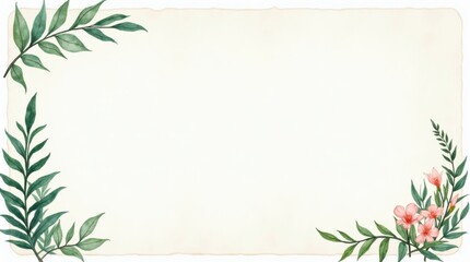 Watercolor Botanical Banners with Leaves, Ferns, and Flowers