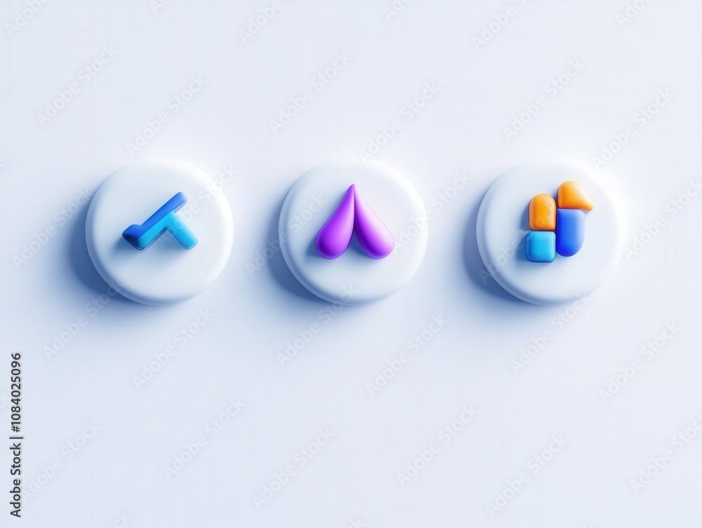 Poster colorful 3d icons representing various concepts on a clean background