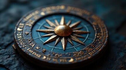 Fototapeta premium Mystical Compass with Celestial Symbols
