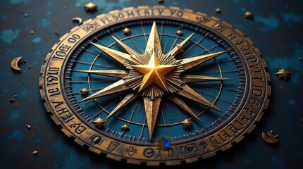 Obraz premium Mystical Compass with Celestial Symbols