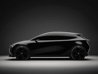 sleek black sports car silhouette on a dark background