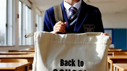 "Back to School" text displayed on a bag, symbolizing the school reopening concept.