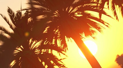 silhouette of a coconut tree at sunset