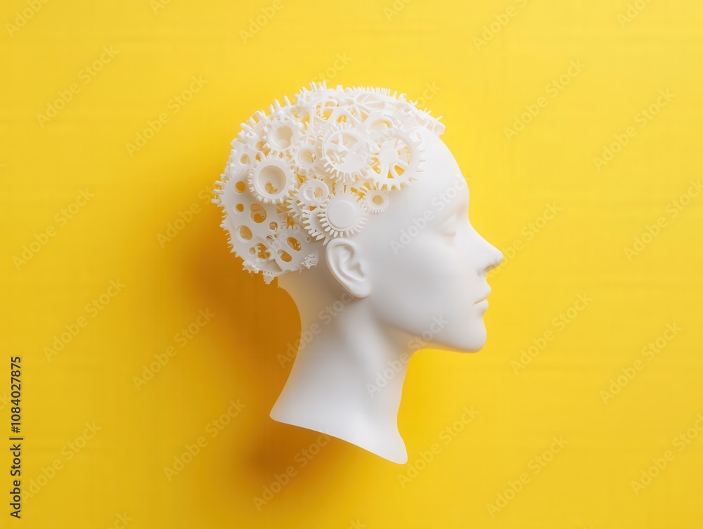 Poster conceptual representation of creativity and innovation with a mechanical brain