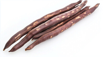 A bunch of beans are sitting on a white background