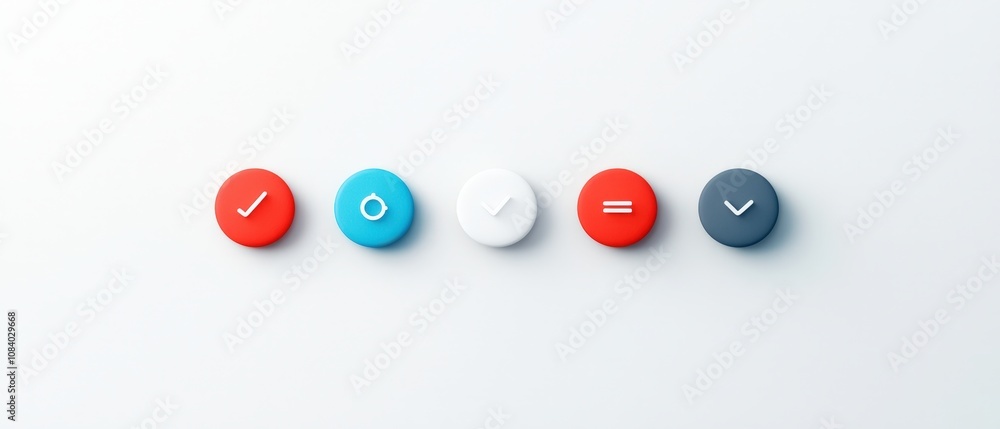 Poster colorful buttons representing various symbols for user interface design