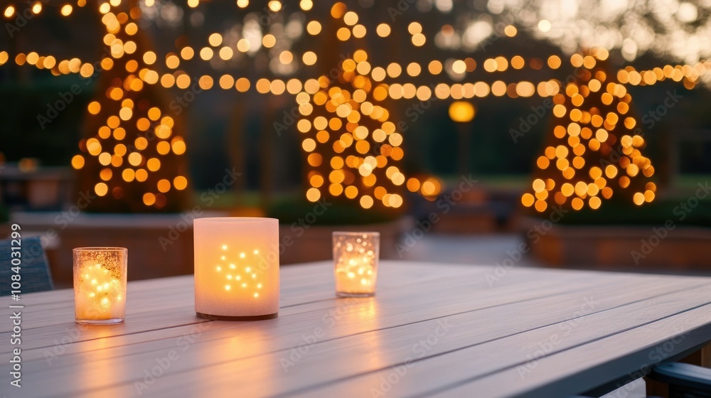 Aufkleber festive holiday gathering with warm glowing string lights and joyful elegant decor creating a cozy c