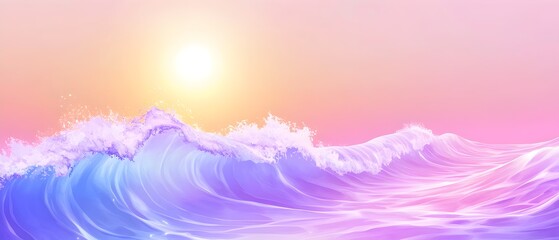 Dreamy Sunset Waves: A mesmerizing abstract seascape with pastel hues, capturing the ethereal beauty of a golden sunset over a tranquil ocean. The soft, flowing waves evoke a sense of peace.