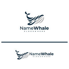 Oceanic Giant Whale logo vector illustration. Whale fish logo design concept template