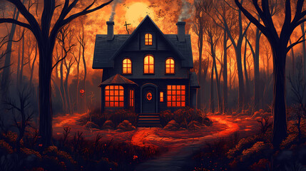 haunted house in the woods