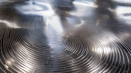 Fototapeta premium Smooth metallic ripples in a 3D design, with silver and chrome reflections, futuristic look