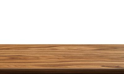 Fototapeta premium empty wooden table front view isolated PNG transparent.