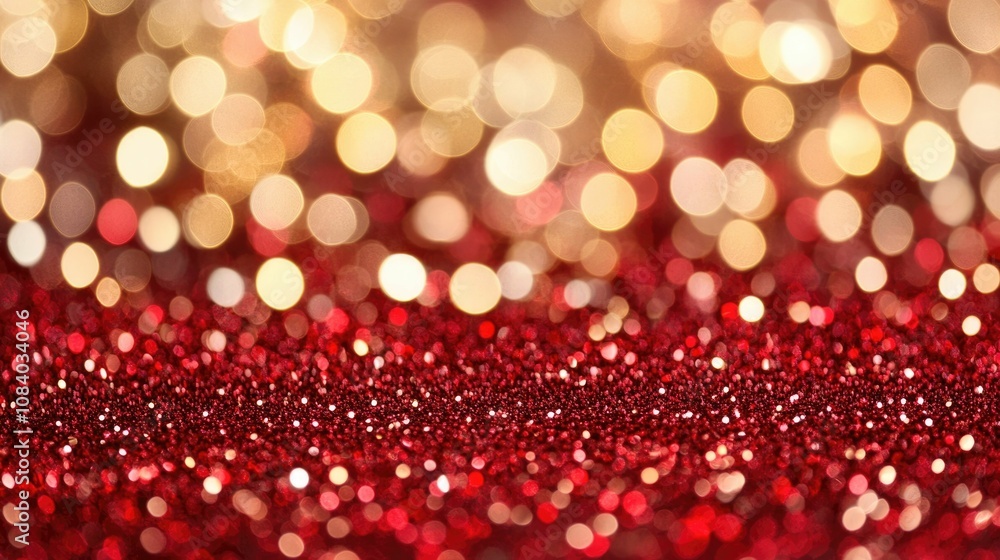 Poster dazzling red and gold bokeh lights creating a sparkling luminous and festive background perfect for 