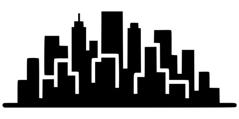 Obraz premium cityscape silhouette with only the outlines of buildings visible