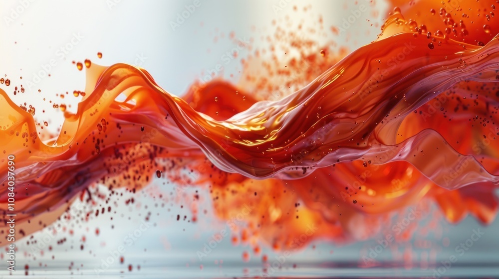 Poster a vibrant splash of orange liquid, flowing and swirling in a dynamic and abstract motion. the liquid