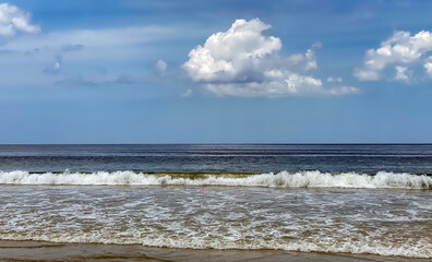 Waves breaking on shore Maracas beach Trinidad