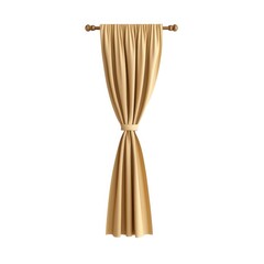 A beige curtain drapes elegantly from a wooden rod, creating a warm and inviting atmosphere in a room.