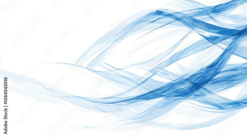 Poster dynamic blue waves abstract art digital creation minimalist style close-up flowing motion