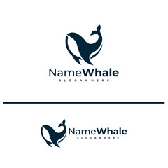 Oceanic Giant Whale logo vector illustration. Whale fish logo design concept template
