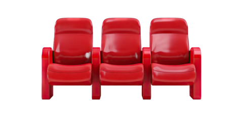 Theater seats, representing audience seating in a theater, isolated on transparent background PNG