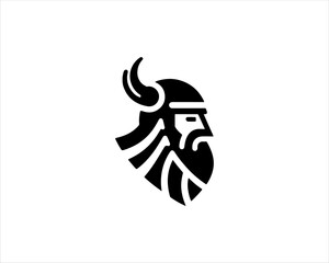 Fototapeta premium Viking Head Logo Design Icon Symbol Vector Template. Silhouette Nordic warrior symbol.