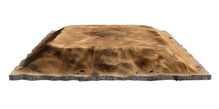 Baseball diamond, with bases and pitcher's mound, isolated on transparent background PNG