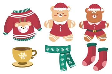 Hand drawn christmas element collection. Suitable for flat design graphic illustration, clip art, stickers, etc