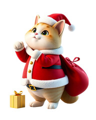 Santa cat on a transparent background image