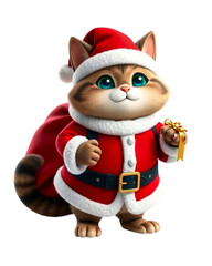 Santa cat on a transparent background image