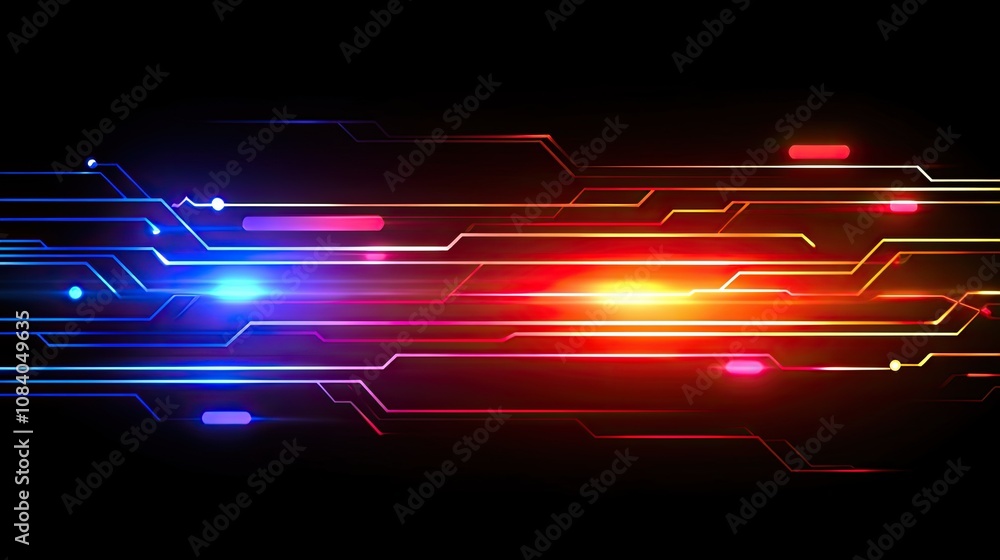 Poster abstract digital background with colorful light streams and lines, symbolizing technology and innova