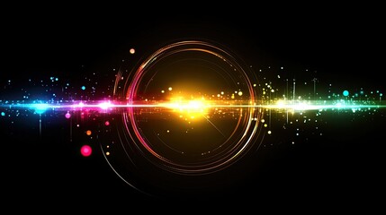 Obraz premium Vibrant Cosmic Energy Waves with Colorful Light Particles and Ethereal Glow on a Dark Background Ideal for Digital Art and Abstract Design Projects