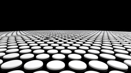 Abstract Black and White 3D Pattern Geometric Shapes White Circles on Black Background