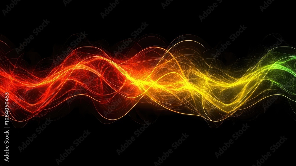 Aufkleber abstract colorful wave patterns in red, yellow, green, and black background creating dynamic light a