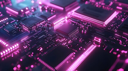 Obraz premium Abstract 3D Circuit Board Illustration