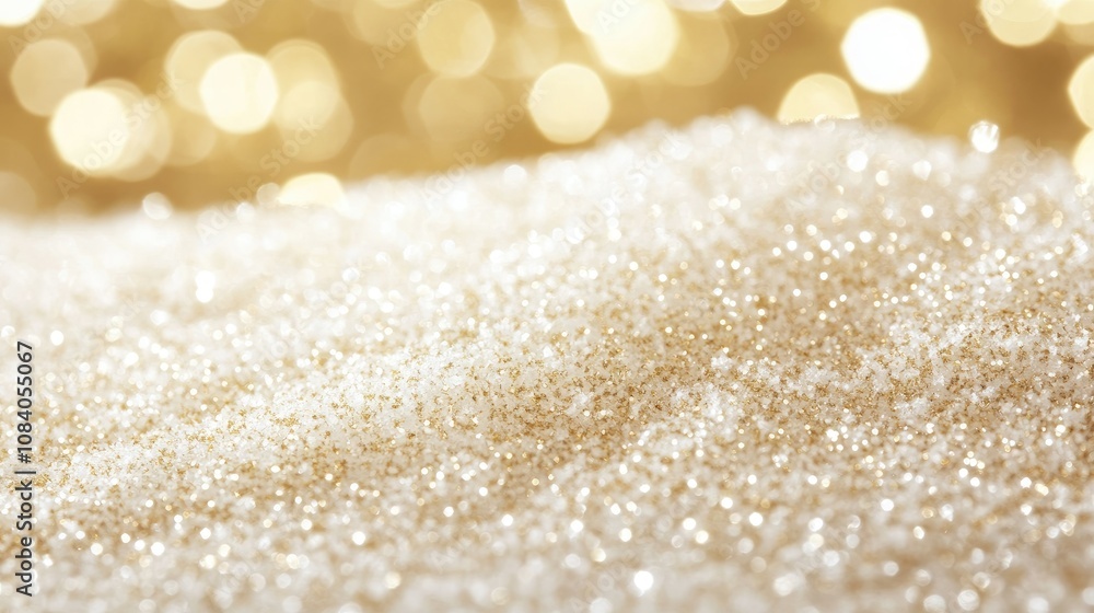 Aufkleber shimmering golden glitter on a soft surface with bokeh background creating a magical and festive atm