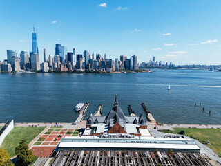Old Decaying New Jersey Ferry Pier with Manhattan in the background