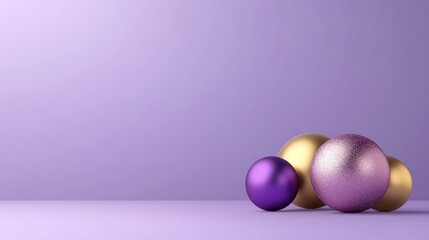 Colorful shiny spheres on a soft purple background, perfect for creative design projects.