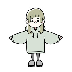 大きいサイズの服を着ている女性のイラスト
