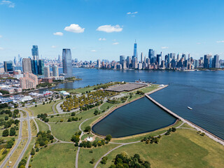 Lower Manhattan cityscape from Jersey liberty park