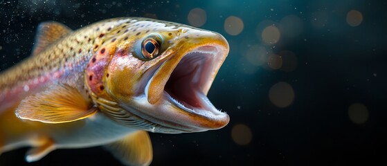 A close up of a fish with its mouth open