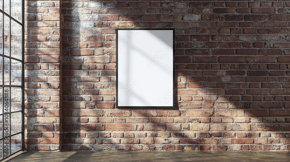 Poster mockup template of a unique frame with textured wall and ambient lighting.