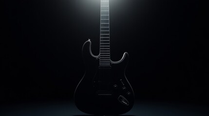 Black Electric Guitar on a Dark Background