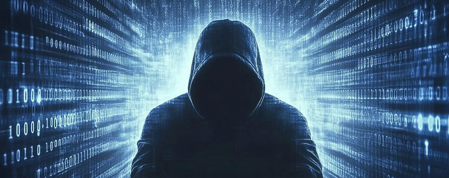 El Misterioso Hacker en la Era Digital: Silueta y C&oacute;digo Binario