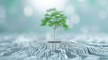 small tree on computer circuit
