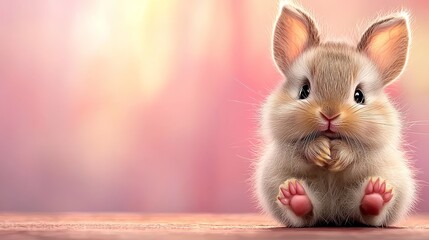 Obraz premium A small rabbit sitting on top of a wooden table