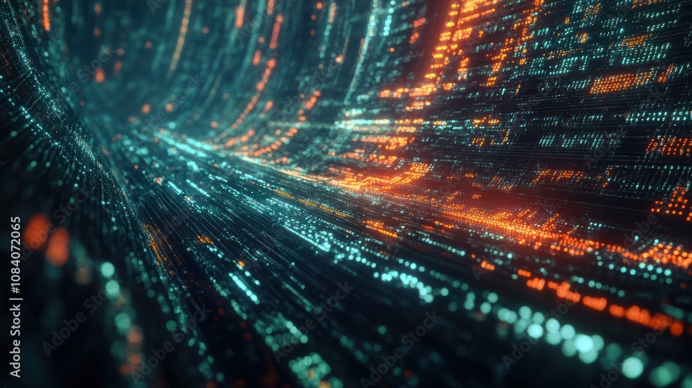 Poster blockchain concept. big data binary code futuristic information technology, data flow. transferring 