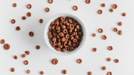 Chocolate Cereal in a Bowl with Milk - Breakfast Food Photography