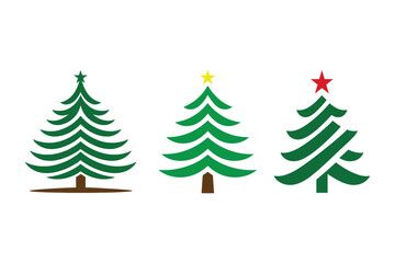 Obraz premium Christmas tree icon set silhouette vector art illustration, pine tree